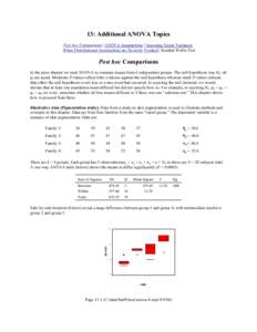 13: Additional ANOVA Topics Post hoc Comparisons | ANOVA Assumptions | Assessing Group Variances When Distributional Assumptions are Severely Violated | Kruskal-Wallis Test Post hoc Comparisons In the prior chapter we us