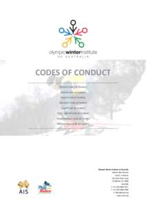 CODES OF CONDUCT General Codes of Conduct Athlete Code of Conduct Parent Code of Conduct Spectator Code of Conduct Coach Code of Conduct