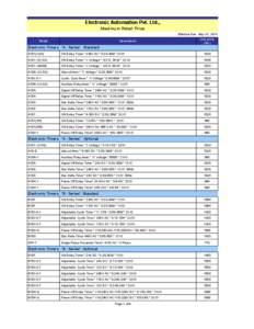 Electronic Automation Pvt. Ltd., Maximum Retail Price Effective from May 01, 2014 Model  Description