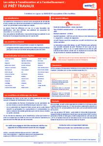 Les aides à l’amélioration et à l’embellissement :  www.astria.com LE PRÊT TRAVAUX