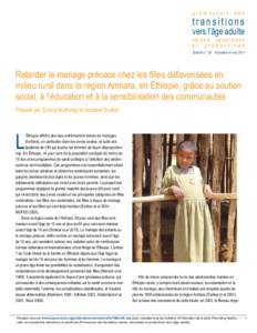 Retarder le mariage précoce chez les filles défavorisées en milieu rural dans la région Amhara, en Éthiopie, grâce au soutien social, à l’éducation et à la sensibilisation des communautés