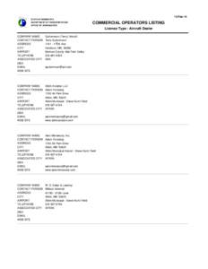 13-Feb-14 STATE OF MINNESOTA DEPARTMENT OF TRANSPORTATION OFFICE OF AERONAUTICS  COMMERCIAL OPERATORS LISTING