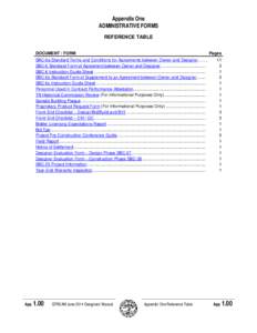 Appendix One ADMINISTRATIVE FORMS REFERENCE TABLE DOCUMENT / FORM  Pages