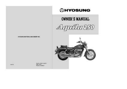 HYOSUNG MOTORS & MACHINERY INC.  2nd Ed. Part No. 99011HJ8210 MAR. 2003.