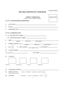 NUC/DAS/SSA/02  NATIONAL UNIVERSITIES COMMISSION Passport Photo