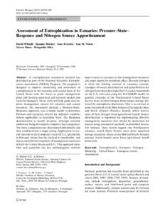 Environ Manage[removed]:678–690 DOI[removed]s00267[removed]E NV I R O N M E N T A L A S S E S S M E N T  Assessment of Eutrophication in Estuaries: Pressure–State–