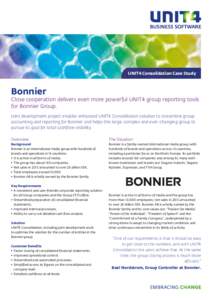 Bonnier – Close cooperation delivers even more powerful UNIT4 group reporting tools for Bonnier Group.