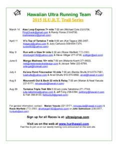 !  Hawaiian Ultra Running Team 2015 H.U.R.T. Trail Series !