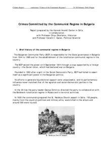 Crimes Committed by the Communist Regime in Bulgaria