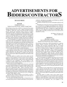 ADVERTISEMENTS FOR  BIDDERS/CONTRACTORS SEALED BIDS REPAIR PERIMETER WALL