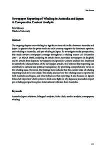 Tets Kimura  Newspaper Reporting of Whaling in Australia and Japan: A Comparative Content Analysis Tets Kimura Flinders University