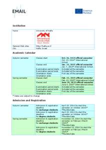 Institution Name University of Haifa  General Web sites