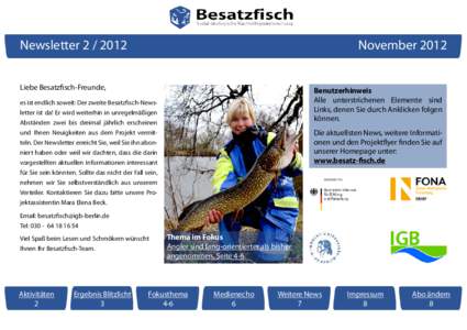 Newsletter[removed]November 2012 Liebe Besatzfisch-Freunde,