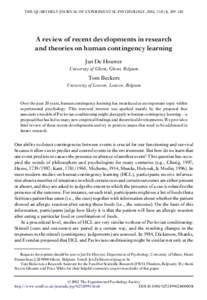 Centre single caption.READ ASKEYED THE QUARTERLY JOURNAL OF EXPERIMENTAL PSYCHOLOGY, 2002, 55B (4), 289–310 A review of recent developments in research and theories on human contingency learning Jan De Houwer