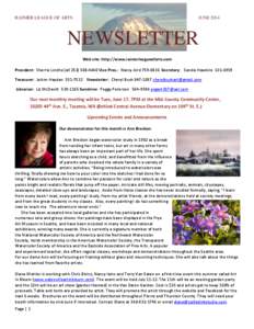 RAINIER LEAGUE OF ARTS  JUNE 2014 NE WSLETTER Web site: http://www.rainierleagueofarts.com