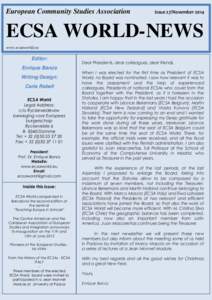 European Community Studies Association  Issue 27/November 2014 ECSA WORLD-NEWS www.ecsaworld.eu