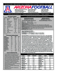 2012 Arizona Football • Official Game Notes • Game 7 vs. Washington • Oct. 20 • 7 p.m. (MST) • Tucson, Ariz. • TV: Pac-12 Networks  Athletics Communications Services