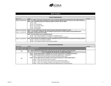 Audit Checklist General Requirements Page & Line #s Question