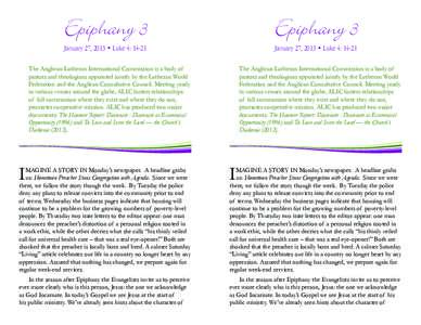 Epiphany 3  Epiphany 3 January 27, 2013 • Luke 4: 14-21