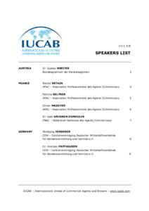 IUCAB  SPEAKERS LIST ___________________________________________________________ AUSTRIA