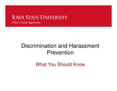 Sexual, Racial & Ethnic Harassment: Preventing and Addressing Potential Problems