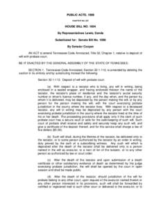 PUBLIC ACTS, 1999 CHAPTER NO. 507 HOUSE BILL NO[removed]By Representatives Lewis, Sands Substituted for: Senate Bill No. 1098