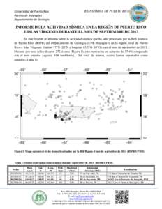 RED SISMICA DE PUERTO RICO  Universidad de Puerto Rico Recinto de Mayagüez Departamento de Geología