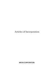 Articles of Incorporation  (Translation) ARTICLES OF INCORPORATION OF