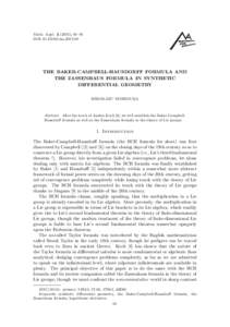 Math. Appl), 61–91 DOI: maTHE BAKER-CAMPBELL-HAUSDORFF FORMULA AND THE ZASSENHAUS FORMULA IN SYNTHETIC DIFFERENTIAL GEOMETRY