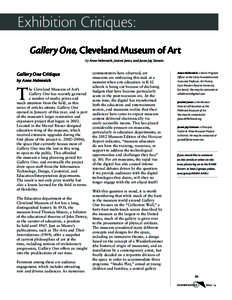 Exhibition Critiques: Gallery One, Cleveland Museum of Art by Anne Helmreich, Jessimi Jones, and Jason Jay Stevens Gallery One Critique by Anne Helmreich