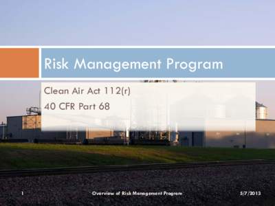 Rick Management Program for Ethanol Plants