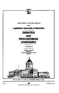 Second Session Thirty-Fifth Leglslature • of the  Legislative Assembly of Manitoba