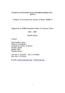 NATIONAL INVENTORY OF ECOTOURISM PROJECTS IN KENYA. A Project of the Ecotourism Society of Kenya (ESOK) ©  Supported by FORD Foundation Office for Eastern Africa