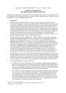 Application nos[removed]and[removed] – Janowiec and others v. Russia WRITTEN COMMENTS OF THE OPEN SOCIETY JUSTICE INITIATIVE Pursuant to leave granted on 19 December 2012 by the President of the Chamber, acting under