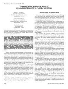 Proc. Fla. State Hort. Soc. 118:[removed]COMMUNICATING HURRICANE IMPACTS ON LANDSCAPE PLANTS TO FLORIDA’S CITIZENS DANIEL F. CULBERT* University of Florida, IFAS