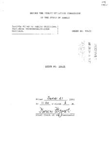 BEFORE THE PUBLIC UTILITIES CONNISSION OF THE STATE OF HAWAII Tariffs Filed by Public Utilities,) Including Telecommunications Carriers.