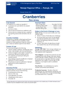 Raleigh Regional Office New Jersey Cranberries fact sheet