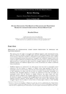 THE INTERNATIONAL COUNCIL ON HUMAN RIGHTS POLICY  Review Meeting Migration: Human Rights Protection of Smuggled Persons Geneva, 25-26 July 2005