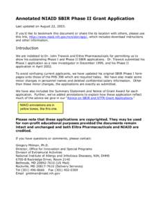 Annotated NIAID SBIR Phase II Grant Application Last updated on August 22, 2003. If you’d like to bookmark this document or share the its location with others, please use this link, http://www.niaid.nih.gov/ncn/sbir/ap