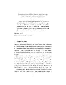 Equidissections of Kite-Shaped Quadrilaterals Charles H. Jepsen, Trevor Sedberry, and Rolf Hoyer Abstract