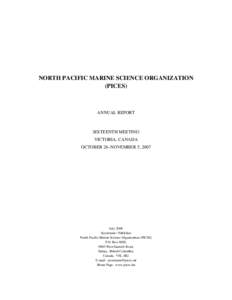 NORTH PACIFIC MARINE SCIENCE ORGANIZATION (PICES) ANNUAL REPORT  SIXTEENTH MEETING