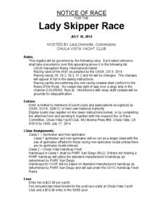 Microsoft Word - NOR Lady Skipper 2014