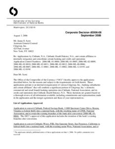 Citibank / Community Reinvestment Act / Grupo Financiero Banamex / Office of the Comptroller of the Currency / Banks / CBNA / Citigroup / Economy of the United States / Economy of New York City