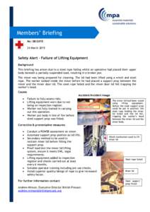 Members’ Briefing No: March 2015 Safety Alert – Failure of Lifting Equipment Background