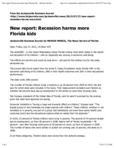 New report_ Recession harms more Florida kids - Jacksonville Business Journal