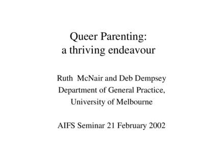 Queer parenting - seminar presentation
