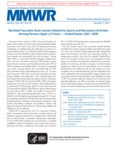 Please note: An erratum has been published for this issue. To view the erratum, please click here.  Morbidity and Mortality Weekly Report