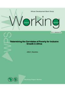 Working Paper[removed]Determining the Correlates of Poverty for Inclusive Growth in Africa