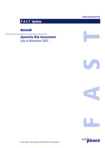 Early warning unit  Burundi Quarterly Risk Assessment July to November 2003