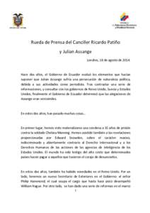 Discurso Rueda de Prensa del Canciller Ricardo Patiño